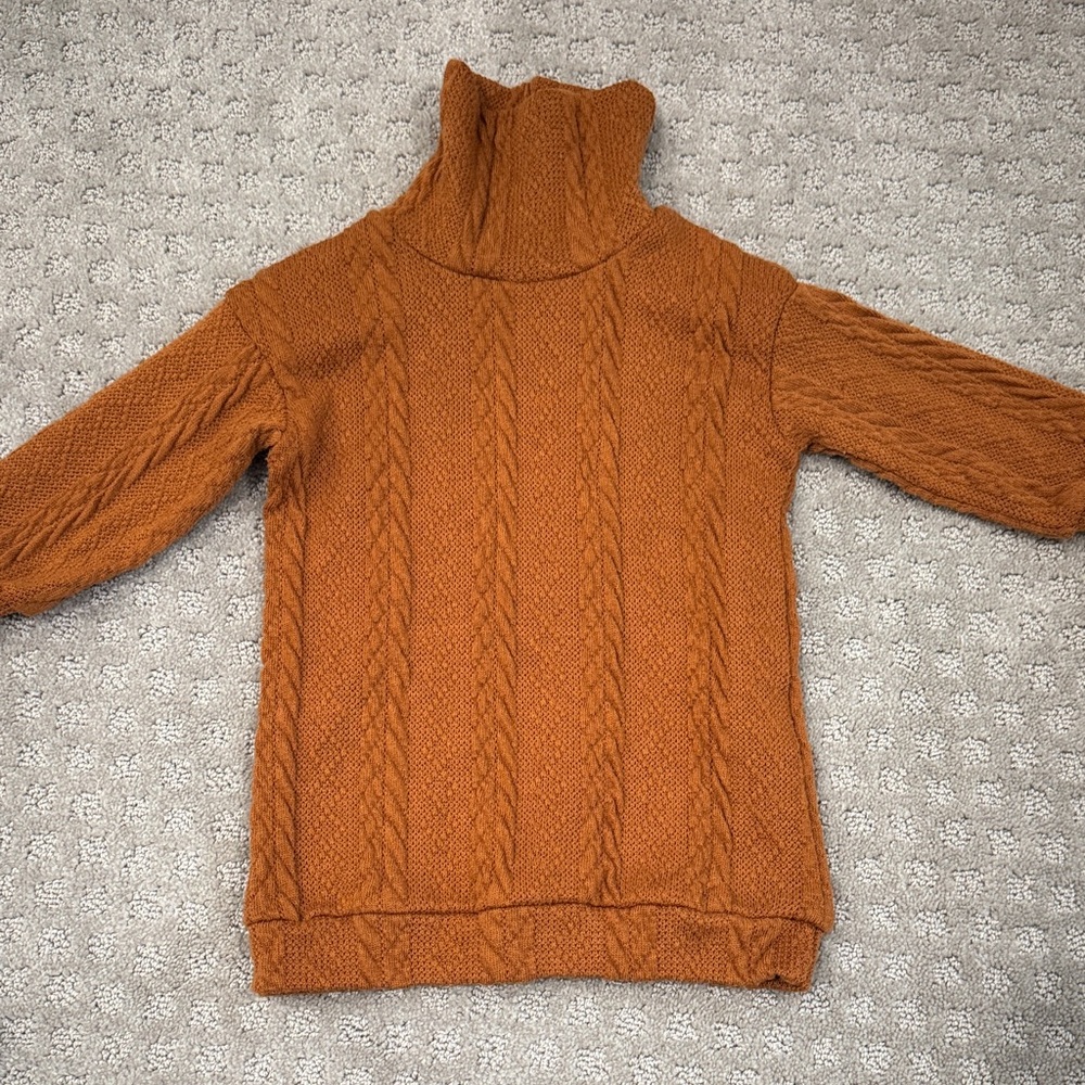 PatPat Orange Cable Knit Sweater Dress